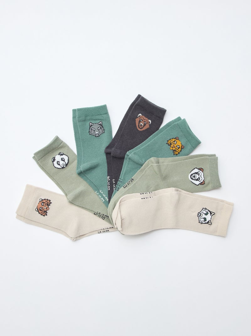 Set di 7 paia di calzini stampati Verde - Kiabi