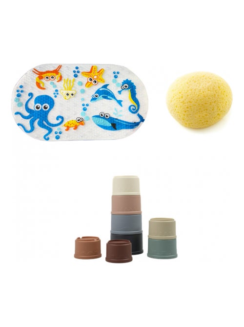 Set di accessori da bagno Thermobaby mare antiscivolo, spugna, giochi - Kiabi Set di accessori da bagno Thermobaby mare antiscivolo, spugna, giochi - Kiabi