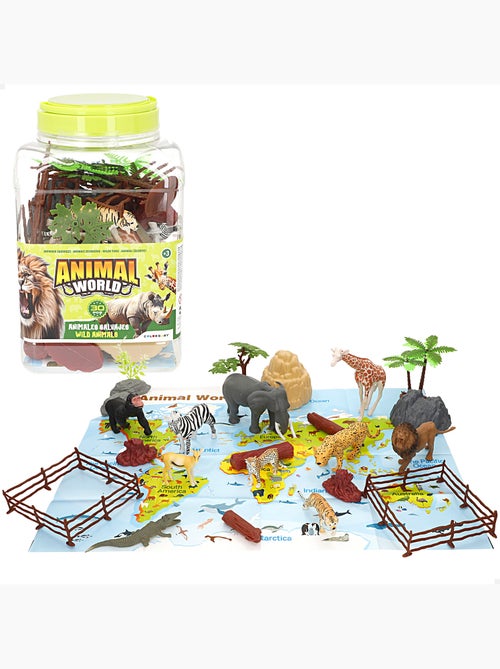 Set di animali selvatici con tappetino da gioco e accessori, 30 pezzi. Animal world - Kiabi