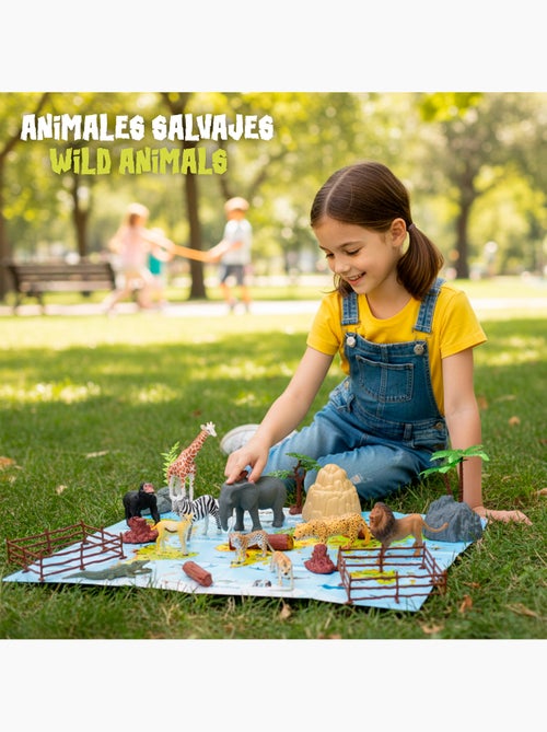 Set di animali selvatici con tappetino da gioco e accessori, 30 pezzi. Animal world - Kiabi