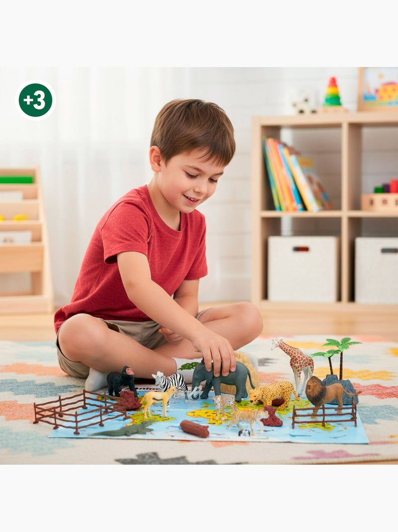 Set di animali selvatici con tappetino da gioco e accessori, 30 pezzi. Animal world N/D - Kiabi