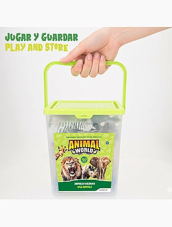 Set di animali selvatici con tappetino da gioco e accessori, 60 pezzi. Animal world