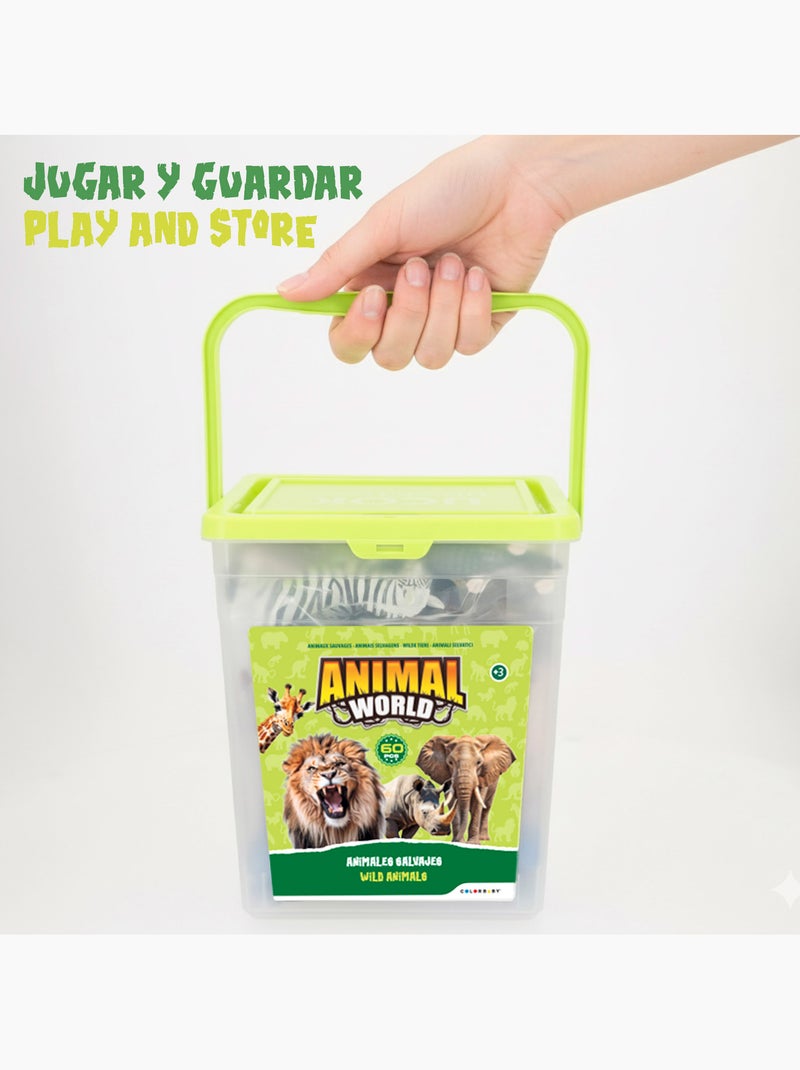 Set di animali selvatici con tappetino da gioco e accessori, 60 pezzi. Animal world N/D - Kiabi