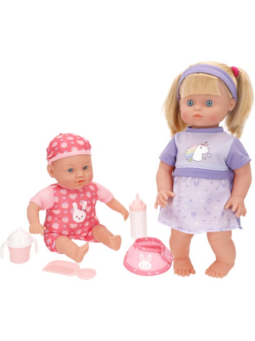 Set di bambola bambina da 41 cm e bebè da 32 cm con accessori colorbaby's - Kiabi