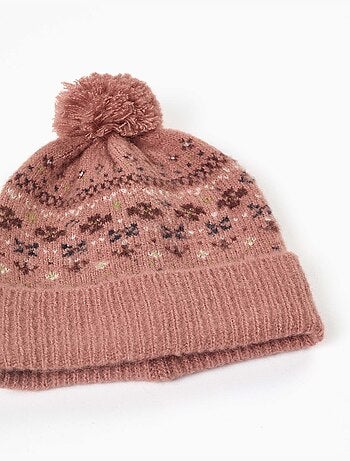 Set di berretto e guanti in maglia con jacquard