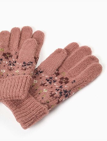 Set di berretto e guanti in maglia con jacquard