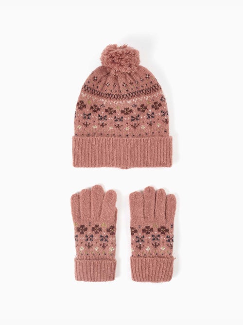 Set di berretto e guanti in maglia con jacquard - Kiabi