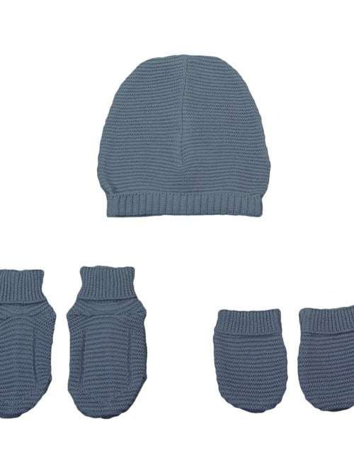 Set di berretto, scarpine e guanti in maglia di cotone biologico per bambini da 0 a 3 mesi - Kiabi