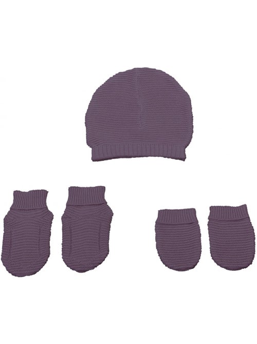 Set di berretto, scarpine e guanti in maglia di cotone biologico per bambini da 0 a 3 mesi - Kiabi