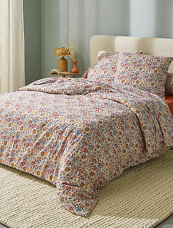 Set di biancheria da letto 2 pezzi in flanella di cotone floreale + fodera per cuscino