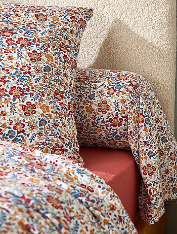 Set di biancheria da letto 2 pezzi in flanella di cotone floreale + fodera per cuscino
