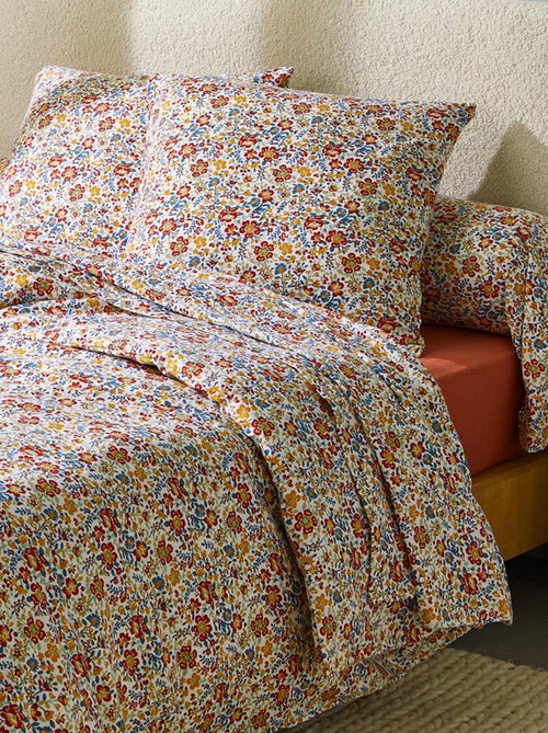 Set di biancheria da letto 2 pezzi in flanella di cotone floreale + fodera per cuscino - Kiabi