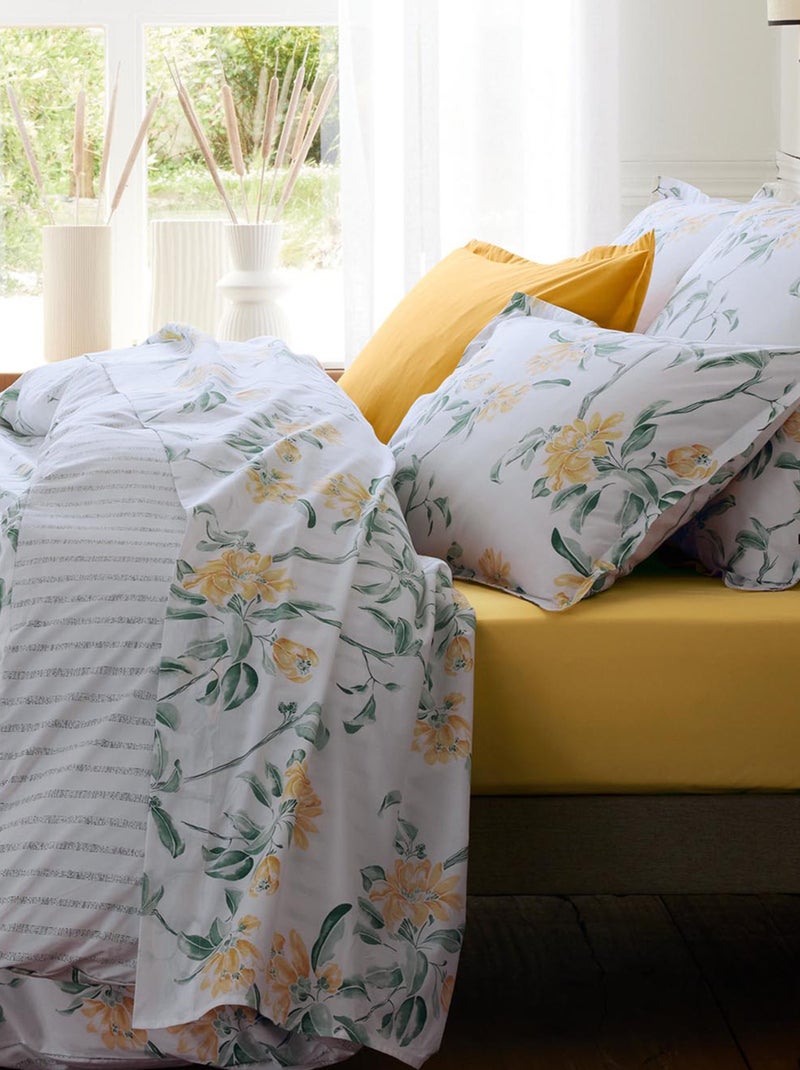 Set di biancheria da letto 2 pezzi in percalle di cotone con motivo floreale Verde - Kiabi