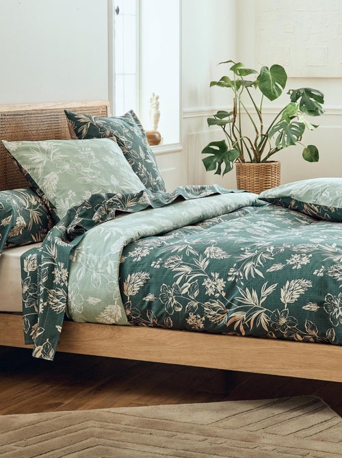 Set di biancheria da letto 2 pezzi in percalle di cotone con motivo vegetale - Kiabi