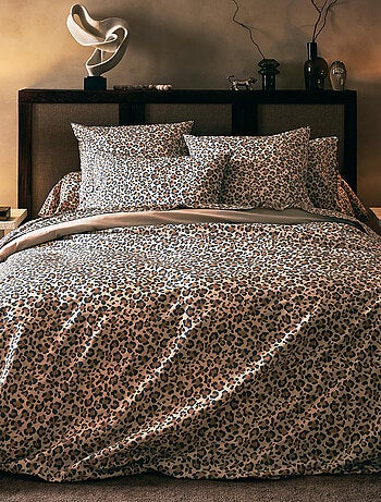 Set di biancheria da letto 2 pezzi in percalle di cotone con stampa leopardo