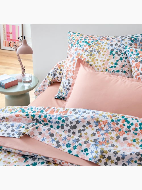 Set di biancheria da letto 3 pezzi 80 fili in cotone percalle floreale + federe - Kiabi Set di biancheria da letto 3 pezzi 80 fili in cotone percalle floreale + federe - Kiabi
