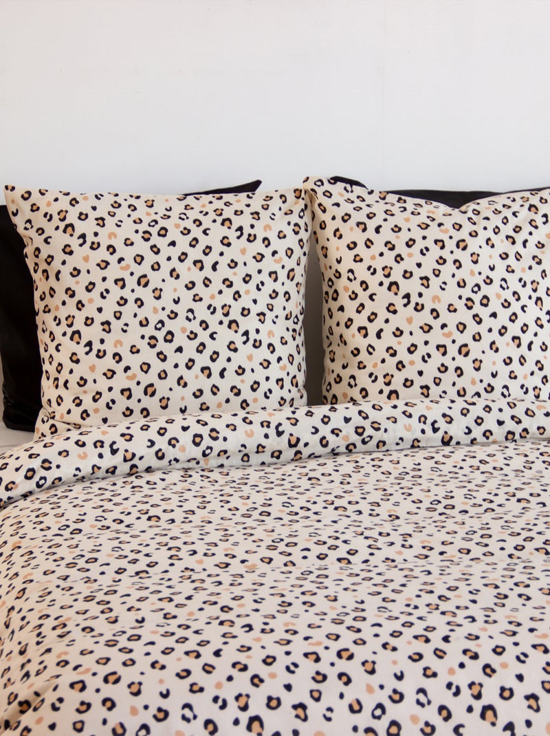 Set di biancheria da letto 3 pezzi con stampa leopardata, copertina e federe Beige chiaro - Kiabi