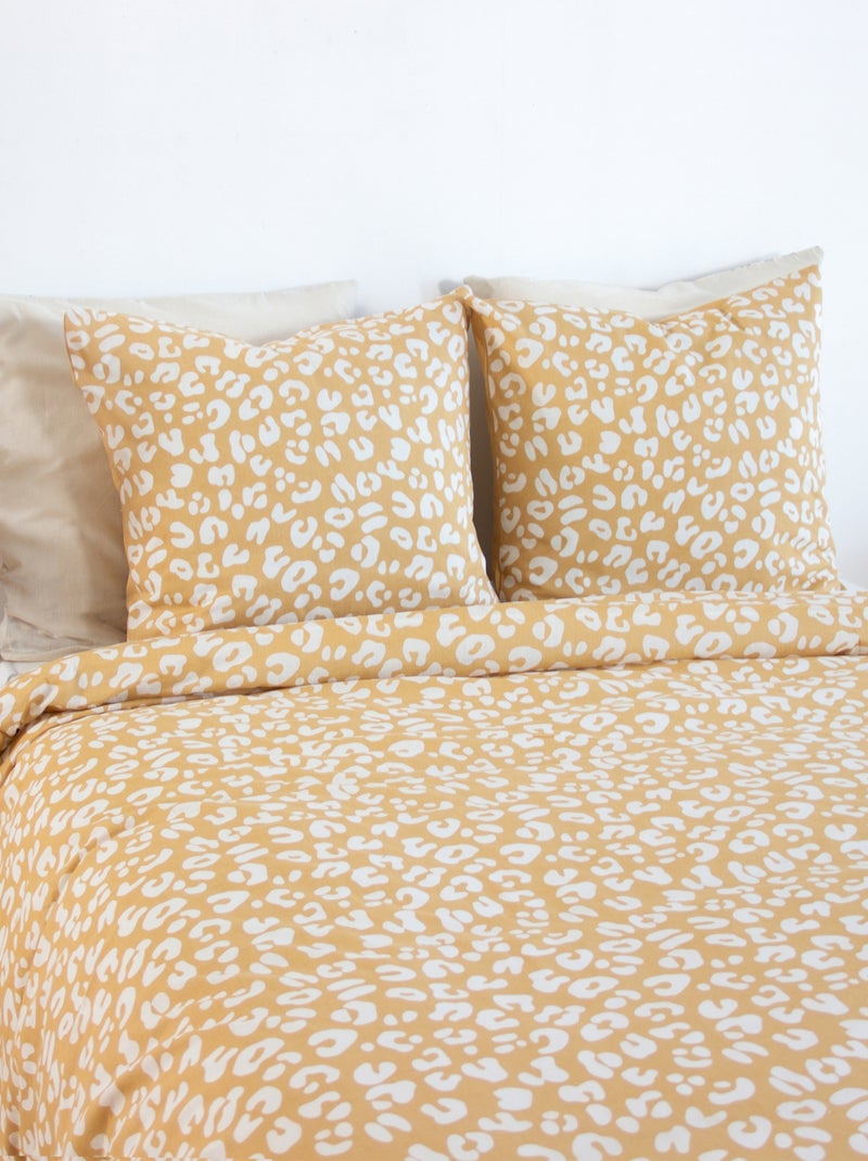 Set di biancheria da letto 3 pezzi con stampa leopardata, copertina e federe Giallo - Kiabi