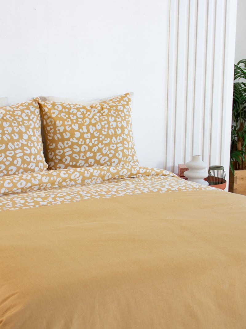 Set di biancheria da letto 3 pezzi con stampa leopardata, copertina e federe Giallo - Kiabi