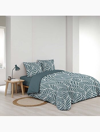 Set di biancheria da letto 3 pezzi in cotone con disegno a foglie + federe