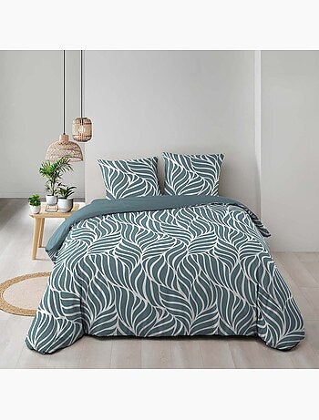 Set di biancheria da letto 3 pezzi in cotone con disegno a foglie + federe