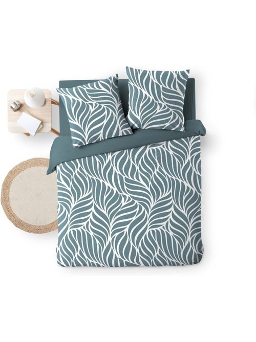 Set di biancheria da letto 3 pezzi in cotone con disegno a foglie + federe - Kiabi