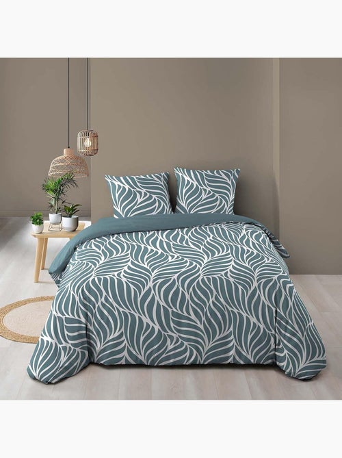 Set di biancheria da letto 3 pezzi in cotone con disegno a foglie + federe - Kiabi