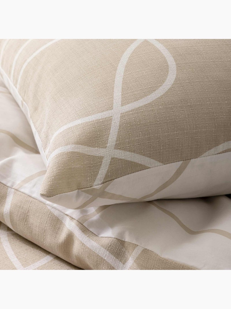 Set di biancheria da letto 3 pezzi in cotone con disegno a rilievo + federe Beige grigio - Kiabi