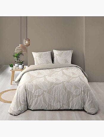 Set di biancheria da letto 3 pezzi in cotone con motivo a foglie + federe