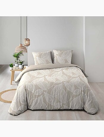 Set di biancheria da letto 3 pezzi in cotone con motivo a foglie + federe