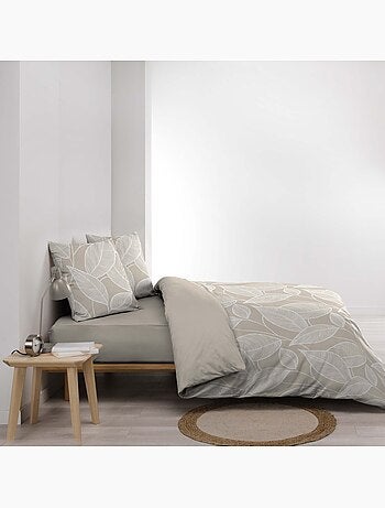 Set di biancheria da letto 3 pezzi in cotone con motivo a foglie + federe