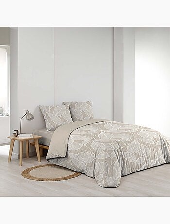 Set di biancheria da letto 3 pezzi in cotone con motivo a foglie + federe