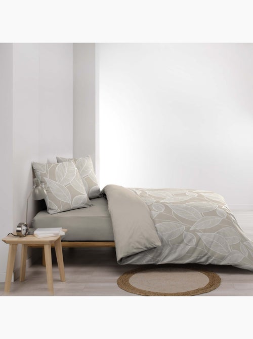 Set di biancheria da letto 3 pezzi in cotone con motivo a foglie + federe - Kiabi