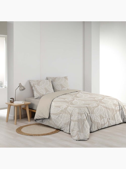Set di biancheria da letto 3 pezzi in cotone con motivo a foglie + federe - Kiabi
