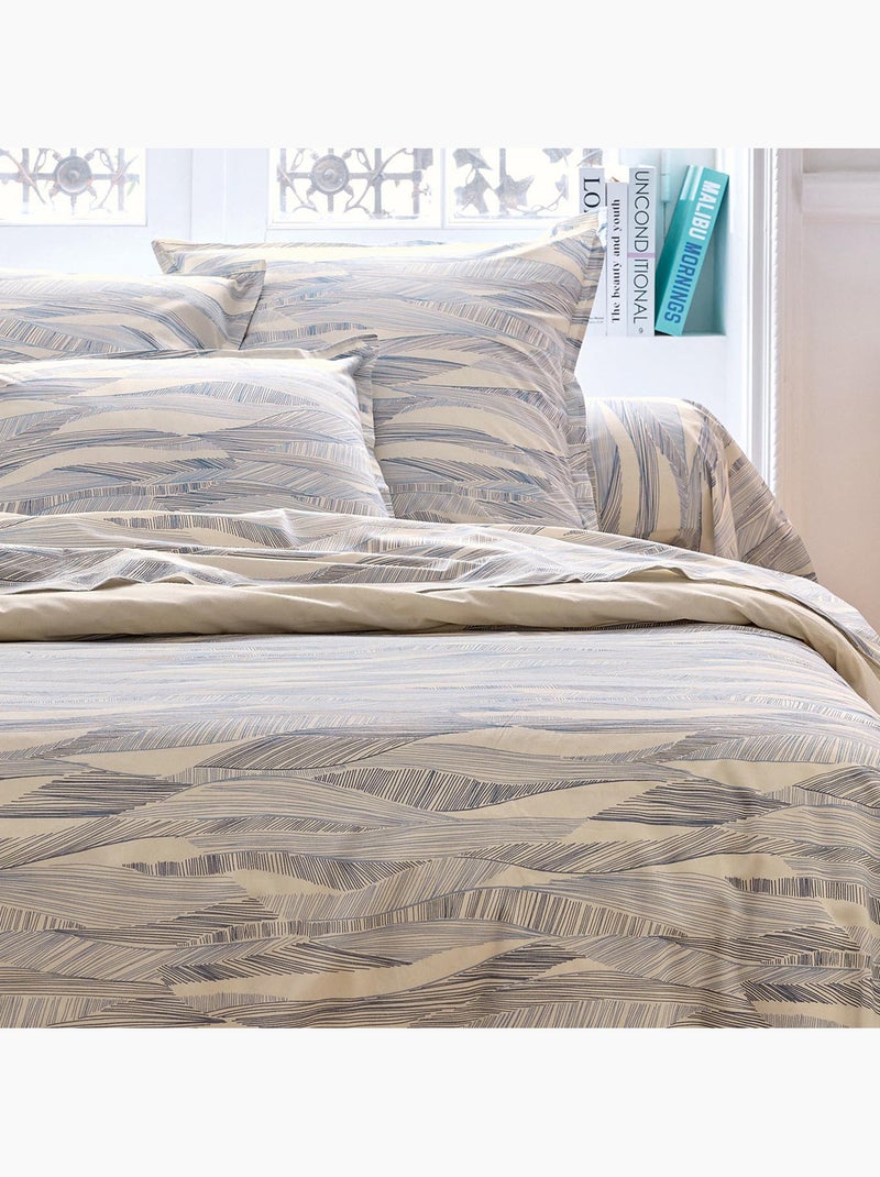 Set di biancheria da letto 3 pezzi in cotone con motivo a onde + federe Blu - Kiabi