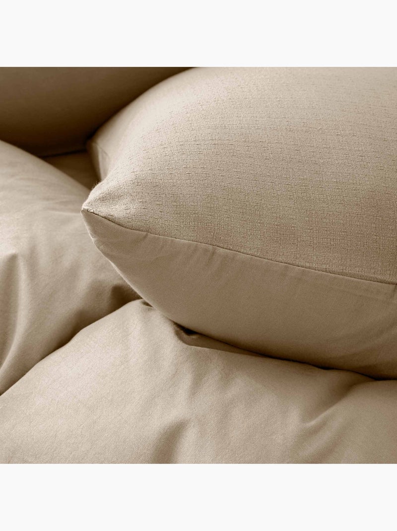 Set di biancheria da letto 3 pezzi in cotone liscio a rilievo + federe Beige grigio - Kiabi