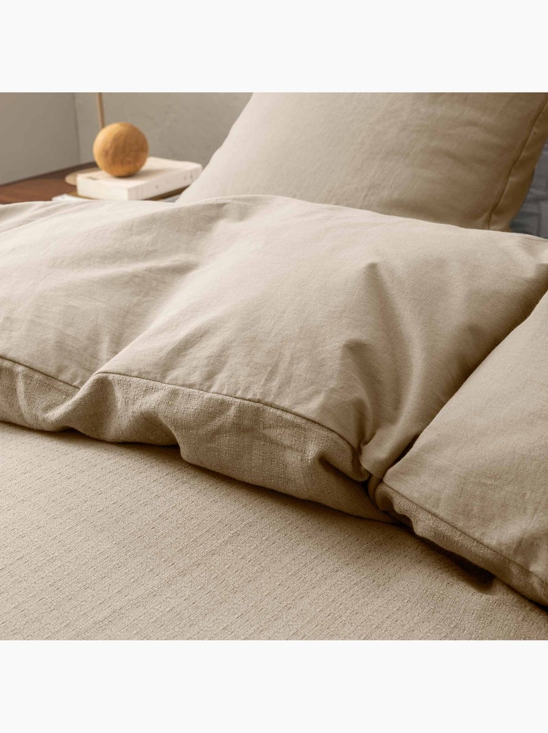 Set di biancheria da letto 3 pezzi in cotone liscio a rilievo + federe Beige grigio - Kiabi