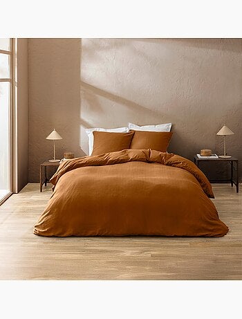 Set di biancheria da letto 3 pezzi in cotone liscio a rilievo + federe