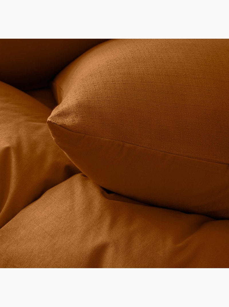 Set di biancheria da letto 3 pezzi in cotone liscio a rilievo + federe Marrone chiaro - Kiabi