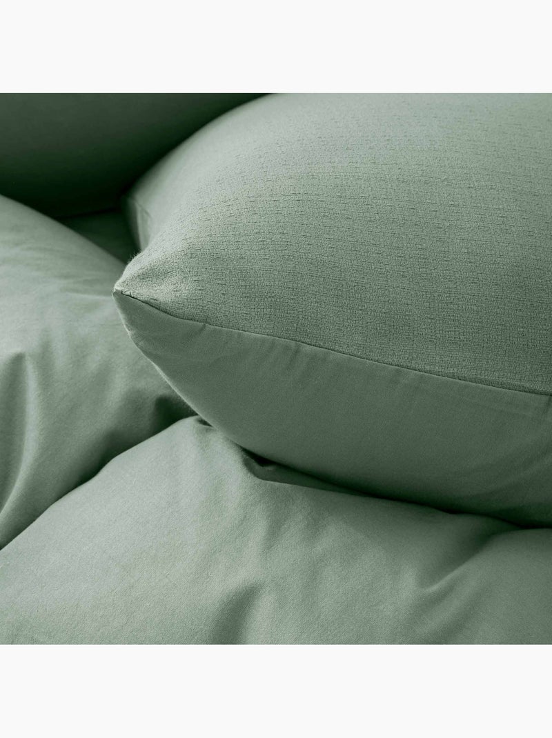 Set di biancheria da letto 3 pezzi in cotone liscio a rilievo + federe Verde - Kiabi