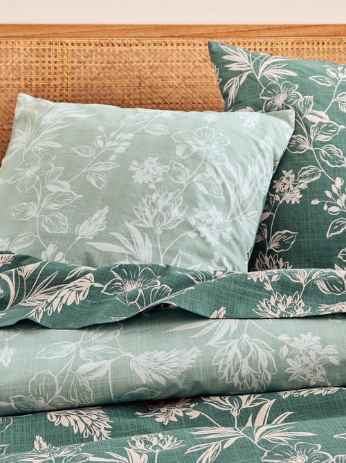 Set di biancheria da letto 3 pezzi in percalle di cotone con motivo vegetale - Kiabi