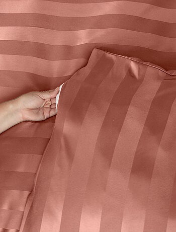 Set di biancheria da letto 3 pezzi in raso a righe sottili, copertina + federe