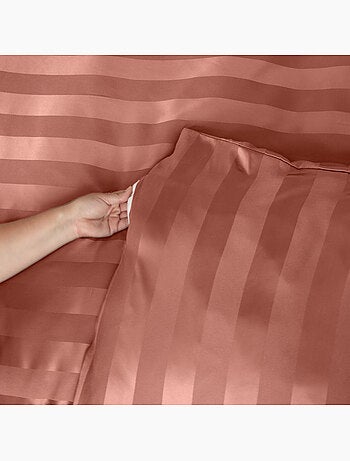 Set di biancheria da letto 3 pezzi in raso a righe sottili, copertina + federe