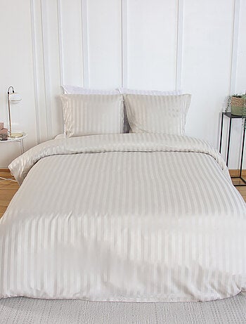 Set di biancheria da letto 3 pezzi in raso a righe sottili, copertina + federe
