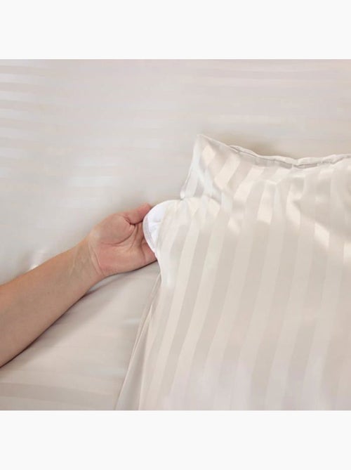 Set di biancheria da letto 3 pezzi in raso a righe sottili, copertina + federe - Kiabi