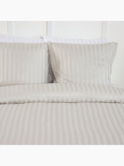 Set di biancheria da letto 3 pezzi in raso a righe sottili, copertina + federe - Kiabi