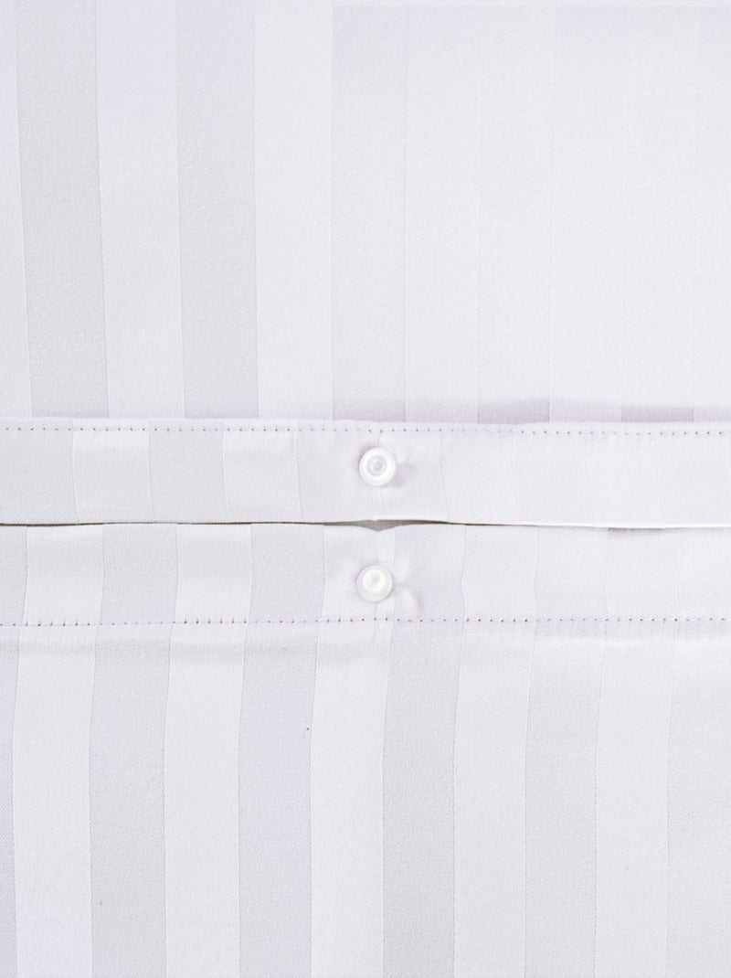 Set di biancheria da letto 3 pezzi in raso a righe sottili, copertina + federe Bianco - Kiabi