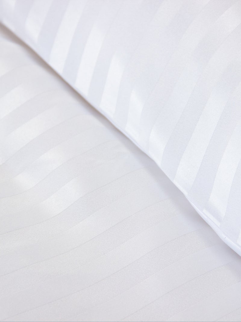 Set di biancheria da letto 3 pezzi in raso a righe sottili, copertina + federe Bianco - Kiabi