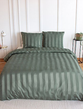Set di biancheria da letto 3 pezzi in raso a righe sottili, copertina + federe