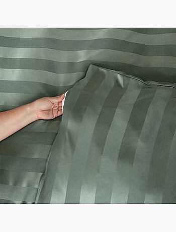 Set di biancheria da letto 3 pezzi in raso a righe sottili, copertina + federe